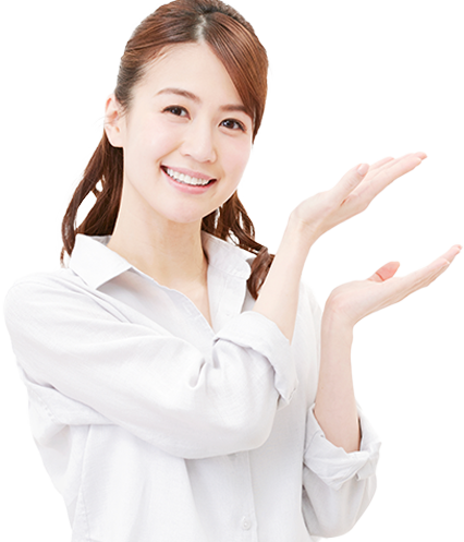 女性の指差し写真